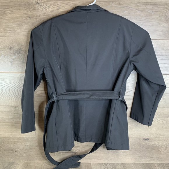 Preston & York Sport Womans Coat Tie Belt Zip Close Nylon Liner Black Size Large - Picture 7 of 8